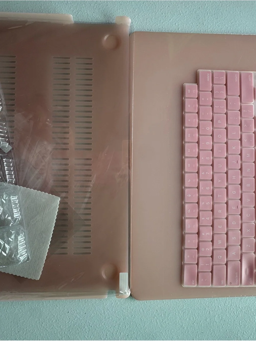 Pink Silicone Keyboard Cover and Laptop Sleeve Set